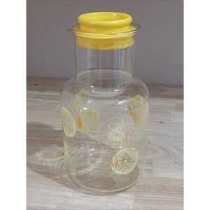 Vintage Lemon Orange Slice Pyrex 2qt  Carafe Pitcher 3520 CLEAN w/ Lid‎